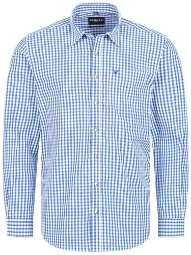 Krüger Herren Trachtenhemd lang, Modell Trachtenhemd, Langarm, 3XL, blau - Trachtenhemd für Herren | Mit stilvollem karierten Muster, vielseitig tragbar als Langarm- oder Kurzarmhemd. Aus hochwertiger Baumwolle, für optimalen Tragekomfort und perfekte Passform. Ideal zu Lederhose oder Jeans.