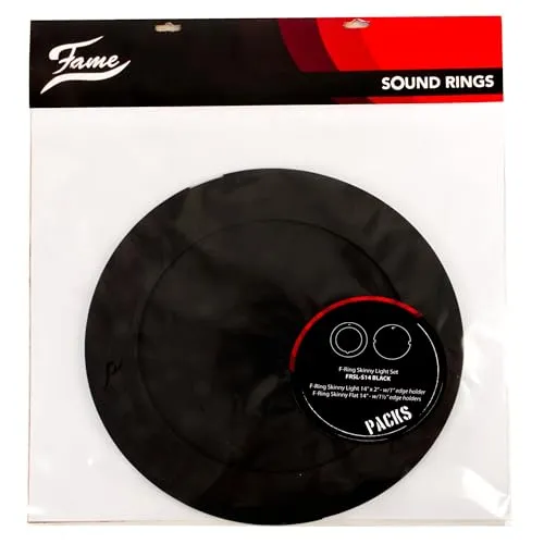 Fame FRSL-B F-Ring Skinny Light Set, 14 Zoll, Schaumstoff Dämpfungsringe für Snare Drum, Schwarz, Kontrollierter Trockener Sound, Vintage Klang, Lautstärke Reduziert, Schneller Einsatz