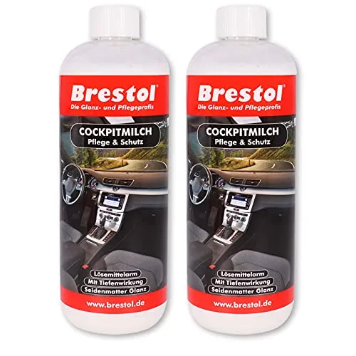 Brestol Cockpitmilch 2x 1000 ml - Cockpitpflegemilch Cockpitreinigungsmilch Innenraumpflege Tiefenpflege Kunststoffpflege Gummipflege Cockpitpflege Vinypflege