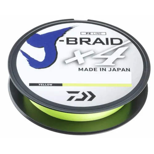 DAIWA J-BRAID X4, 135m, 0,21mm, 12.4kg / 27,34lbs, gelb, Geflochtene Angelschnur, 12740-021