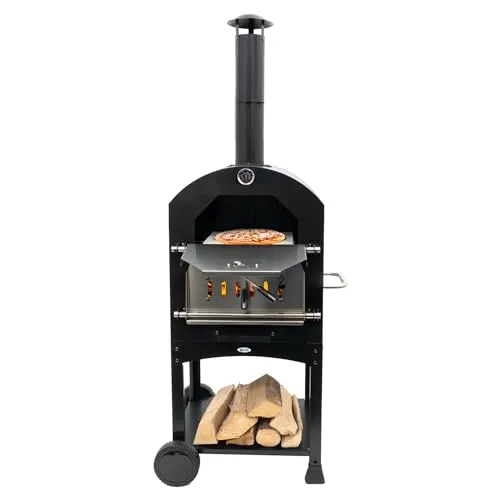 HEAT Outdoor Living Pizzaofen Ovnhus - Gartenofen für Pizza - Außenofen für Holz, Holzkohle oder Briketts - 50x36x161 cm - Ideal für Garten oder Terrasse.