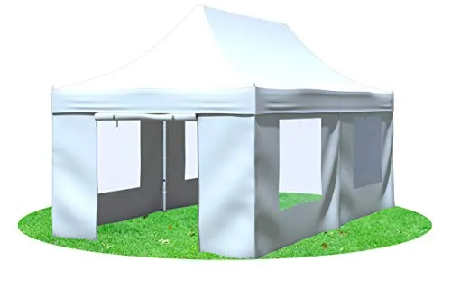 Stabilezelte Faltpavillon 3x6 Meter Premium mit Fensterseiten Weiß