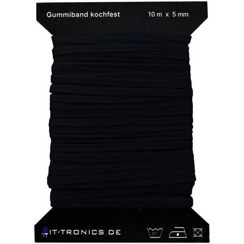 10m x 5mm Gummiband Schwarz Gummilitze Kochfest z.B. für Masken Mundschutz