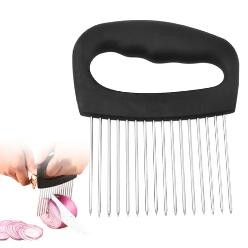Zwiebelhalter, Edelstahl Zwiebelschneider Halter,Zwiebelschneider Zitrone Gemüse Slicer Schnitthilfe, Gemüseschneider Schneidehilfswerkzeug für Tomate, Kartoffeln, Zitronen, Fleisch