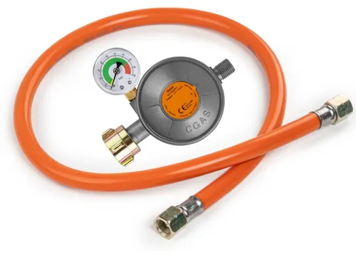 Gasdruckminderer 50 mbar mit Manometer & Gasschlauch 1/4