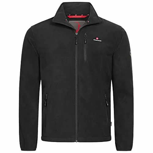 Höhenhorn 22H123 Eigler Herren Fleece Jacke Full Zip Schwarz Gr. L - Funktionsjacke mit Windschutz und Isolierung, hochschließendem Reißverschluss und elastischem Zugband für optimalen Tragekomfort und Schutz vor Zugluft.