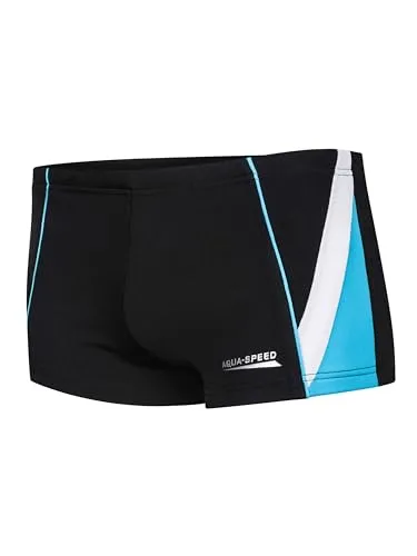 Aqua Speed Badehose Jungen 152 Schwarz/Blau/Weiß - Chlorresistente Badehose aus recyceltem Material – ideal für sportliche Aktivitäten im Schwimmbad oder Meer, mit hoher Formbeständigkeit und UV-Schutz für umweltbewusste Familien.