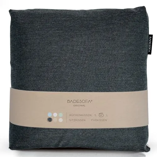 BADESOFA® Badewannen-Kissen M | Premium-Qualität | Bequemes Wannen-Kissen | Made in EU | Badewanne-Kissen waschbar & schnelltrocknend | Bade-Polster Anthrazit | Für breite, eckige Badewannen
