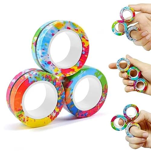 Steemjoey Magnetische Ringe Fidget Toys, Anti-Stress Fidget Toy, ADHS Magische Fingerring Spielzeug Set, Fidget Magnet Ringe, Sinnes Spielzeug Geschenk für Erwachsene und Kinder
