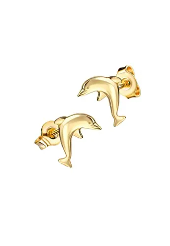 Ohrstecker mit Delfin 333 Gelbgold - Ohrringe für Mädchen, hochwertige Delfin Ohrstecker aus 333 Gelbgold, symbolisieren Kraft und Stärke. Hergestellt in Deutschland, inkl. Schmuck-Etui und Echtheitszertifikat.