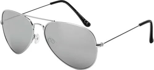 Sonnen Brille Designer Piloten Herren Sonnenbrille mit Kunstoffrahmen 30573 Silber Verspiegelt