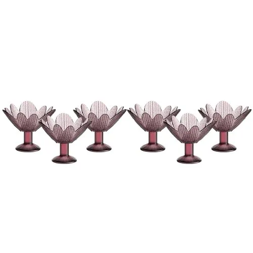 CRISTALICA Eiscremeglas Eisbecher Eisglas Eisschale Seerose 6er-Set rosa Colori Gelato 11cm