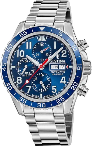Festina Herren Uhr F20055/3 - Swiss Made Automatico - Armbanduhren für Herren mit hochwertigem Edelstahl-Gehäuse, automatischem Uhrwerk und 10 bar Wasserdichtigkeit - stilvoll und robust.