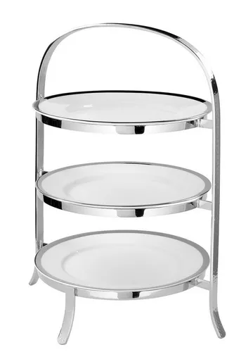 Fink Etagere PLATE – Elegante Aluminium-Telleretagere für 3 Speiseteller - Die stilvolle Fink Etagere aus Aluminium mit Hammerschlagstruktur ist die perfekte Wahl für Buffets oder festliche Anlässe. Sie präsentiert Ihre Speisen auf zwei oder drei Stufen und sorgt für ein ansprechendes Ambiente.
