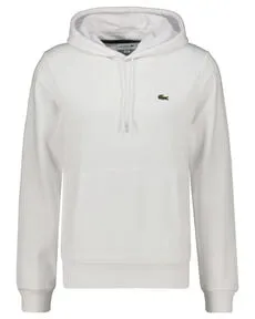 Lacoste Herren Sh9623 Sweatshirt, weiß, S - Sweatshirt für Herren mit klassischer Passform, bequemem Bio-Baumwoll-Fleece und praktischer Kängurutasche – ideal für stilvolle Looks und jeden Anlass.