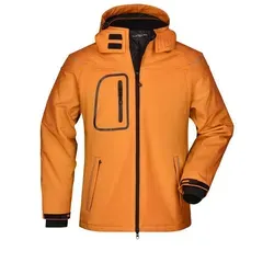 James & Nicholson Herren Winter Softshelljacke - Hochfunktionelle Outdoorjacke in Orange, Größe XL - Funktionsjacke für Herren mit wind- und wasserdichtem Obermaterial (5.000 mm Wassersäule) und atmungsaktiv. Abzippbare Kapuze und reflektierende Paspeln für Sicherheit bei Dunkelheit.