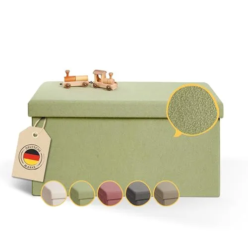 Laleni Sitzbank mit Stauraum groß - Bequeme Truhenbank für Kinder - Sitzbänke & -truhen, 89 Liter Stauraum für Spielsachen und Bücher, robust und bequem mit atmungsaktivem Boucle-Stoff, ideal für Kinderzimmer.