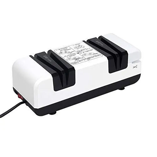 3-Stufen Elektrischer Messerschleifer Profi-Diamant Messerschärfer FüR Grob Schlerfen/Feinsch?Rfen/Pr Zisionssch Rfen/Schere Sch Rfen For Scherensch Rfer Kitchen Knife Premium Sharpener (Weiß)