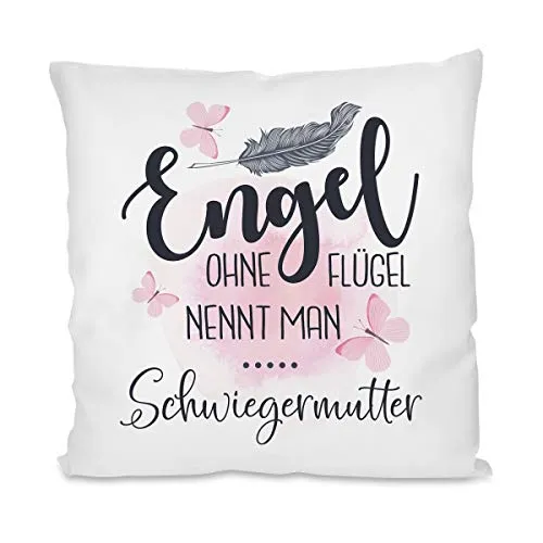 Herzbotschaft Kissen mit Motiv - Engel ohne Flügel nennt Man Schwiegermutter