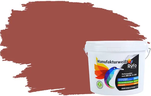 RyFo Colors Wand- und Deckenfarbe Manufakturweiß Rottöne 1 L - Hochwertige Premium-Dispersionsfarbe in stilvollen Rottönen. Besonders ergiebig mit ca. 8 m² pro Liter, ideal für kreative Raumgestaltungen und einfache Verarbeitung.