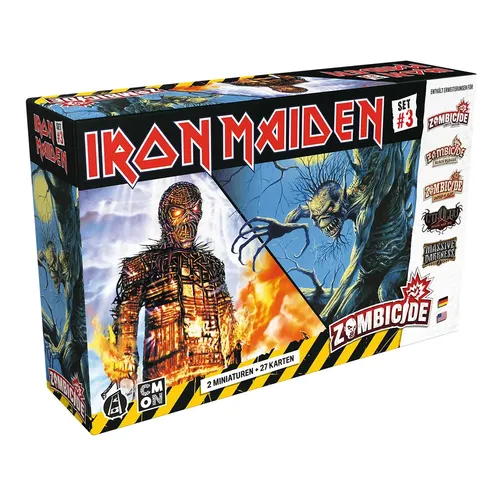 CMON Iron Maiden Character Pack 3 Miniaturen-Erweiterung - Erlebe epische Abenteuer mit Eddies Inkarnationen in CMON-Spielen! Geeignet für 1-6 Spieler, ab 14 Jahren, bietet einzigartige Spielerlebnisse in beliebten Titeln wie Zombicide und Cthulhu.