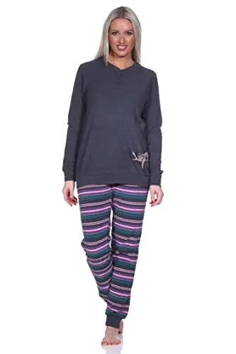 Normann Damen Frottee Pyjama Hose mit Tiermotiv - Übergrößen verfügbar, anthrazit-Melange, Größe 40/42 - Kuschelige Frottee Pyjama Hose für gemütliche Nächte. Mit süßem Tiermotiv und praktischem Schnitt für mehr Komfort. Ideal für die kühle Jahreszeit und in Übergrößen erhältlich.
