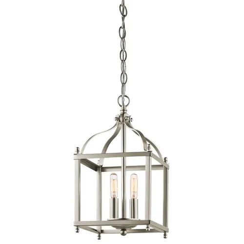 Elstead Larkin Hängeleuchte E14 - 2-fach Nickel gebürstet - Lampen - Stilvolle Hängeleuchte mit modernem Design und hochwertiger Verarbeitung für ein elegantes Ambiente.