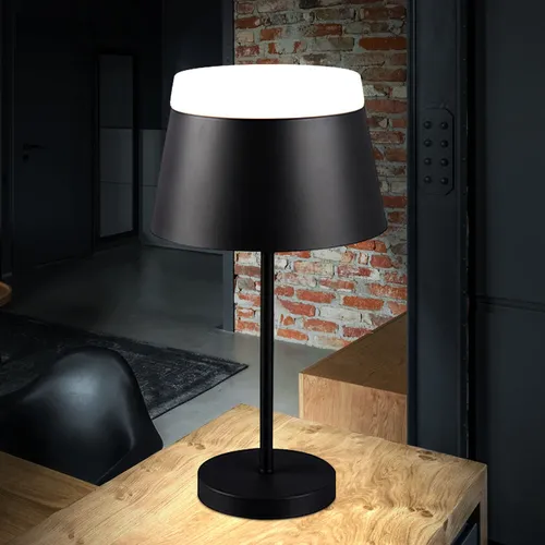 Moderne Nachttischlampe in Anthrazit aus Metall - Tischleuchte im minimalistischen Design mit Acryl-Abdeckung, die Licht nach oben und unten abgibt. Ideal für vielseitige Wohnstile, perfekt für Schlafzimmer oder Wohnzimmer.