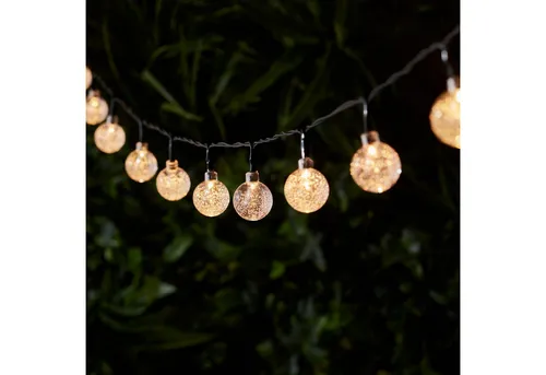 Lights4fun LED-Lichterkette 40er Solar Bubble Ball warmweiß in grün von Lights4fun