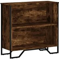 vidaXL Bücherregal Räuchereiche 80x31x74,5 cm - Regal aus Holzwerkstoff mit 2 offenen Fächern für ordentliche Aufbewahrung und stabilen Metallfüßen, ideal für modernen Wohnstil und dekorative Akzente.