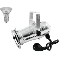 EUROLITE Set PAR-20 Spot sil + LED Lampe 6500K - Licht & Bühne - Flexibles PAR-20 Set mit silbernem Spot und energieeffizienter 6W LED-Lampe für brillante Ausleuchtung bei Events und Dekoration.