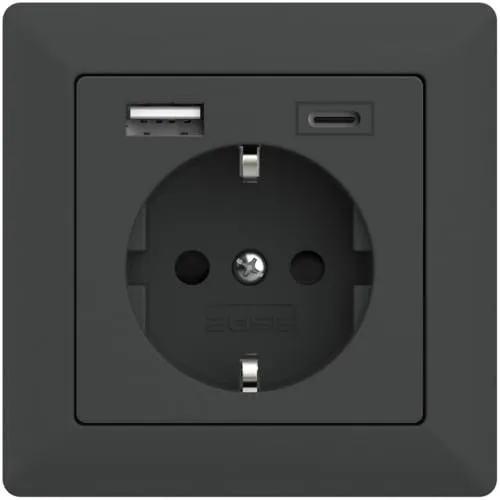 2USB 2U-449542 Schutzkontakt-Steckdose mit USB-Ladeausgang - Steckdose mit USB-Ladeausgang und erhöhtem Berührungsschutz, ideal für sicheres Laden von Geräten, VDE-zertifiziert und energieeffizient.