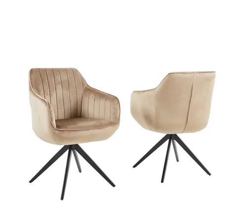 Esszimmerstuhl Drehstuhl Beige mit Metallbeinen