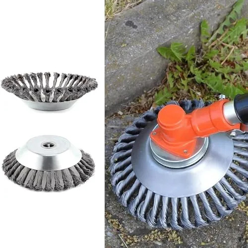 LADAMI Wildkrautbürste 200 x 25,4 mm - Rasentrimmer & Motorsensen: Hochwertige gezopfte Schleifbürste für effiziente Unkrautentfernung mit 10.000 U/min, geeignet für Benzin Freischneider ab 1.5 PS.