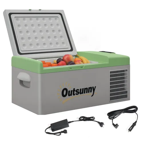 Outsunny 16L Kompressor Kühlbox - Kühlboxen für Camping, mit ECO/MAX-Modi für optimale Energieeffizienz und Temperaturregelung von -20°C bis 10°C.