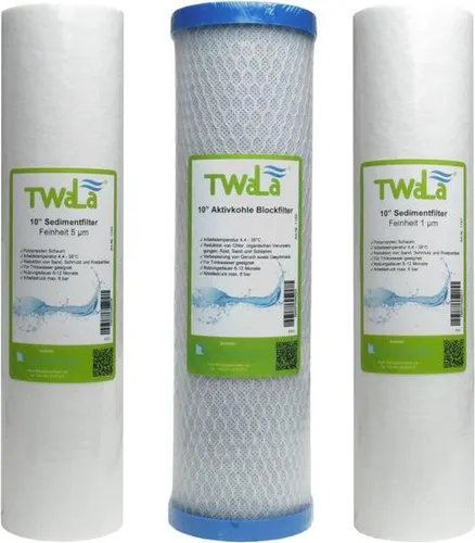 TWaLa 10' Filter Set 3-teilig Trinkwasser Filter für RO Umkehrosmose, Brunnenwasser, Wasserfilter