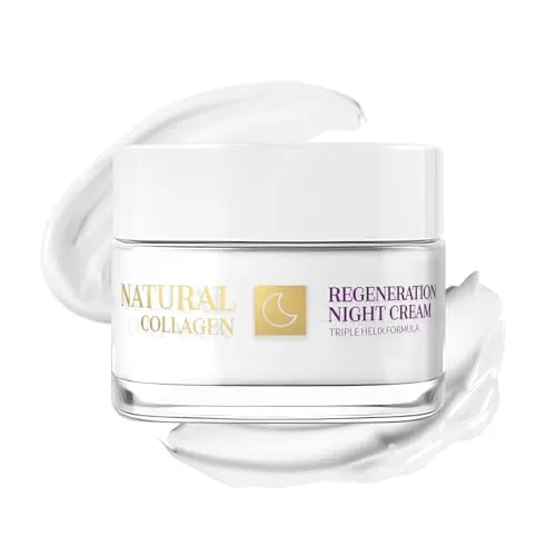 REVOUS - Nachtcreme Night Cream mit Kollagen und Sheabutter - Regenerierende Nachtpfelge mit Vitamine A und E sowie Meerfenchelextrakt - Anti-aging Gesichtscreme ab 40 ab 60 - glätten Fältchen - 50ml