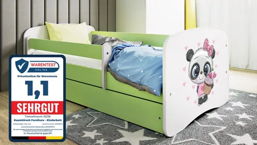 Raumhirsch Furniture Kinderbett Panda, Grün, 80x140 cm in grün von Raumhirsch Furniture