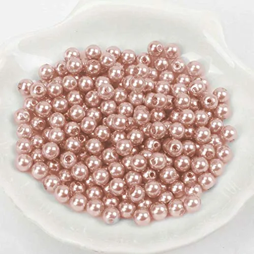  Perlen/Bastelperlen - 30 Farben mit Loch zum basteln Traumfänger Wachsperlen Kreuz Zubehör Deko Mix Set groß und klein fädeln Armband Schlüsselanhänger Acryl bunt Schmuck 6mm / Champagner