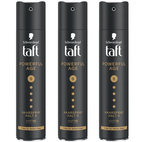 Drei Wetter Taft Haarspray Powerful Age 5 250ml 3er Pack - Starker Halt für langanhaltendes Haarstyling. Ideal für alle Haartypen, sorgt für ein gepflegtes Aussehen und lässt sich leicht ausbürsten. Perfekt für den täglichen Einsatz.