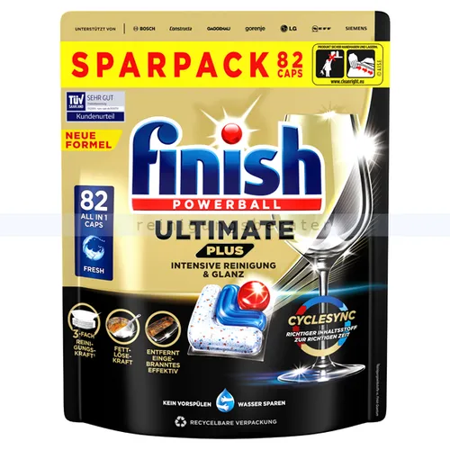 finish Powerball Ultimate Plus 82 Caps Sparpack brilliante Reinigungsleistung All in One