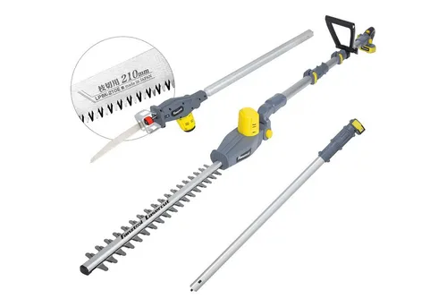Fanztool Akku-Heckenschere 20V Li-Ion 2-in-1 - Heckenschere und Hochentaster in einem, mit laser- und diamantgeschliffenen Messern für präzise Schnitte. Leicht und teleskopierbar für hohe Reichweiten bis 4,2 m, ideal für müheloses Arbeiten im Garten.