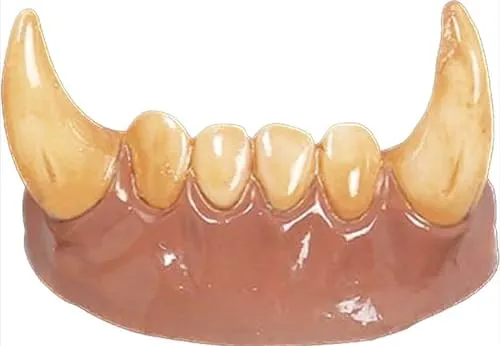 MIMIKRY Blutige Werwolf Zähne für Unterkiefer wiederverwendbar Horror Halloween Monster