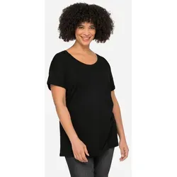 Angel of Style Damen Plus Size T-Shirt schwarz, Rundhals, Halbarm - Bequemes T-Shirt aus hochwertigem Baumwolljersey, ideal für lässige Outfits. Mit Rundhalsausschnitt und Halbarm für einen entspannten Look.