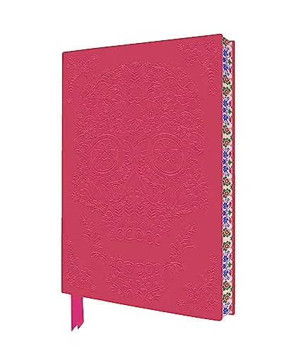 Exquisit Premium Notizbuch DIN A5: Floral bemalter Sugar Skull: Unser hochwertiges, liniertes Blankbook mit Softcovereinband aus Kunstleder mit ... künstlerisch gestaltetem Buchschnitt