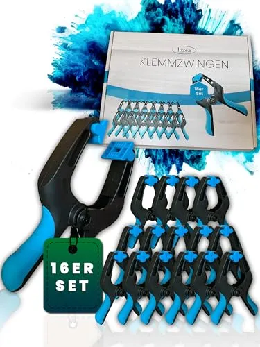 LOZEA 16er-Set Klemmzwingen mit einer Klemmkraft von 13kg & einer Spannweite von 7cm für bombenfeste & stabile Fixierungen zum Leimen, für Fotoleinwände oder als Poolplanen-Sicherung gegen Unwetter