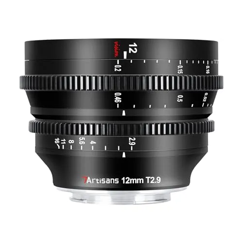7Artisans Vision 12mm T2.9 für Canon RF-S - Objektiv für Canon RF-S mit außergewöhnlicher Lichtstärke T2.9, ideal für kreative Weitwinkelaufnahmen und professionelle Filmproduktionen.