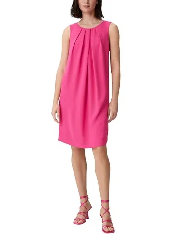 comma Damen Kleid 4462 in Pink - Freizeitkleid für Damen mit ärmellosem Rundhalsausschnitt und zwei praktischen seitlichen Eingrifftaschen, ideal für einen lässigen Look.