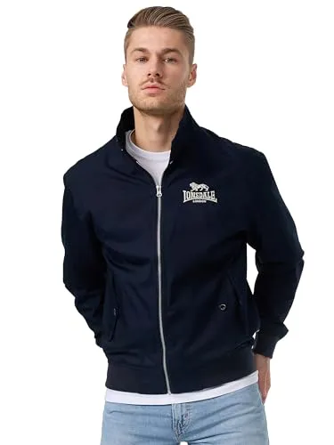 Lonsdale Herren Classic Allwetterjacke, Navy/Silver, M - Funktionsjacke mit figurbetonter Slim Fit Passform, aus hochwertiger Baumwolle und Polyester, ideal für wechselhaftes Wetter.