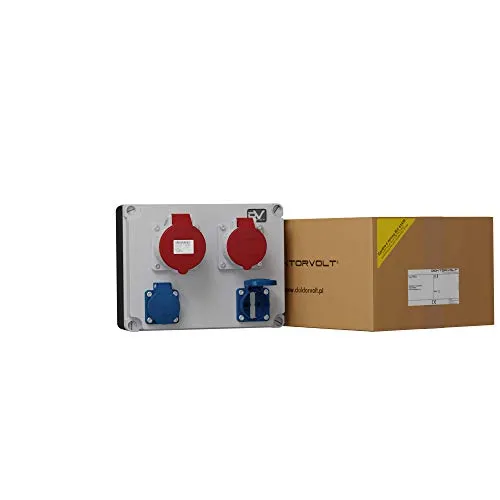 Doktorvolt FRED 2169 Stromverteiler 32A 16A 2x230V - Baustromverteiler mit 1x32A und 1x16A, ideal für Baustellen und effiziente Stromverteilung, platzsparend und sicher.